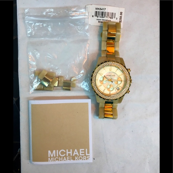 Michael Kors Chronograph Bracelet Watch-Gold & Tan - Picture 3 of 7